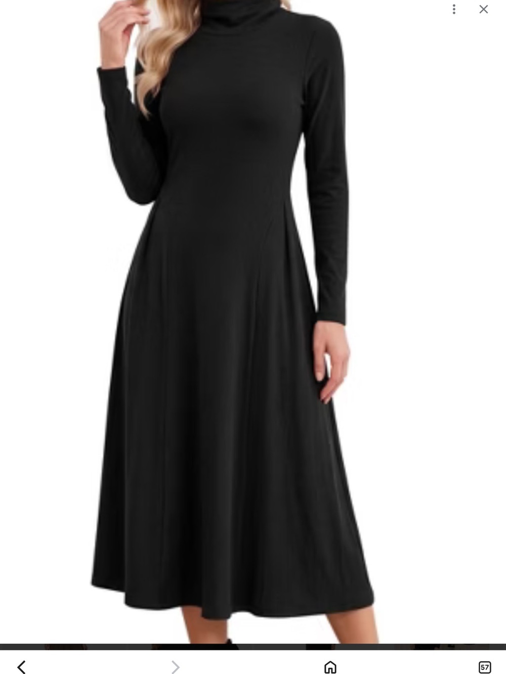 Stephanie Andrews Black Long-Sleeve Turtleneck A-Line Midi Dress wool NWOT small